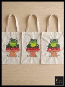 Grey Fabric painted Tote Bag
